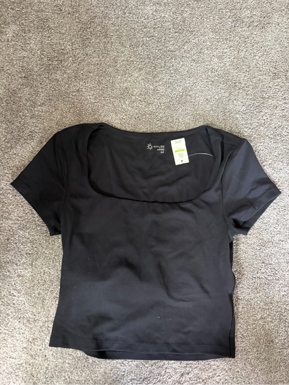 Square Neck Black Crop Top by Offline
